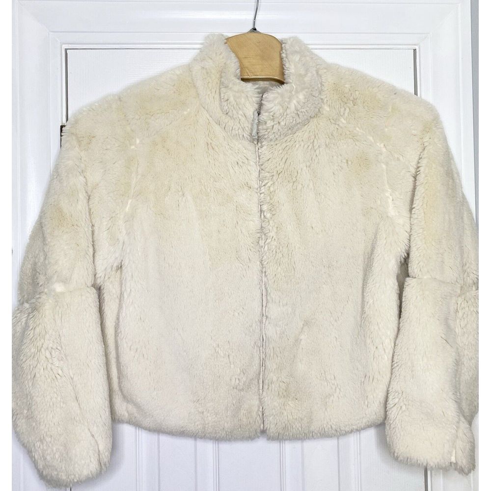 Patagonia Women's Lunar‎ Frost Faux Fur Full Zip Jacket Cream Large- Read